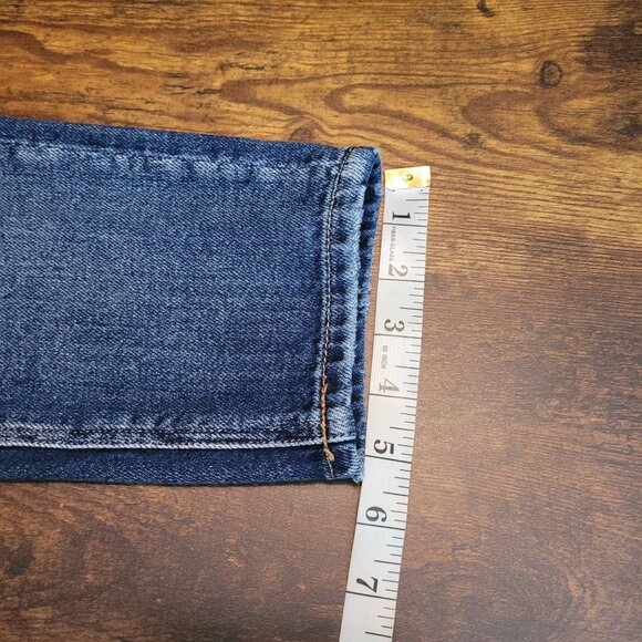 American Eagle Jeans 2 R Tomgirl Mid Rise Button Fly Ripped Medium Dark Wash - Picture 11 of 12